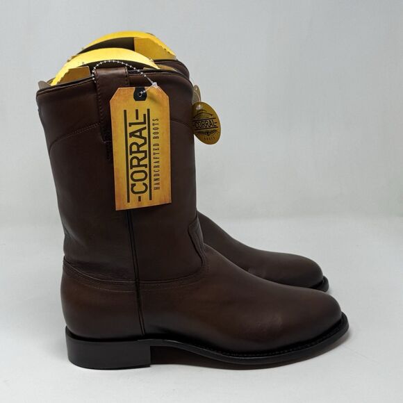 Corral A4068 Cowboy Roper Boots Mens 10 EE Brown Cow Leather Mid Calf Western - Picture 1 of 15
